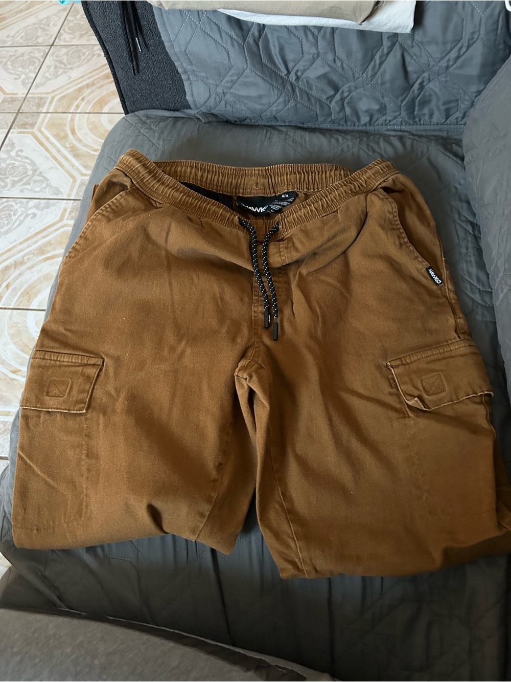 Brown Cargo Jogger Shorts with Drawstring